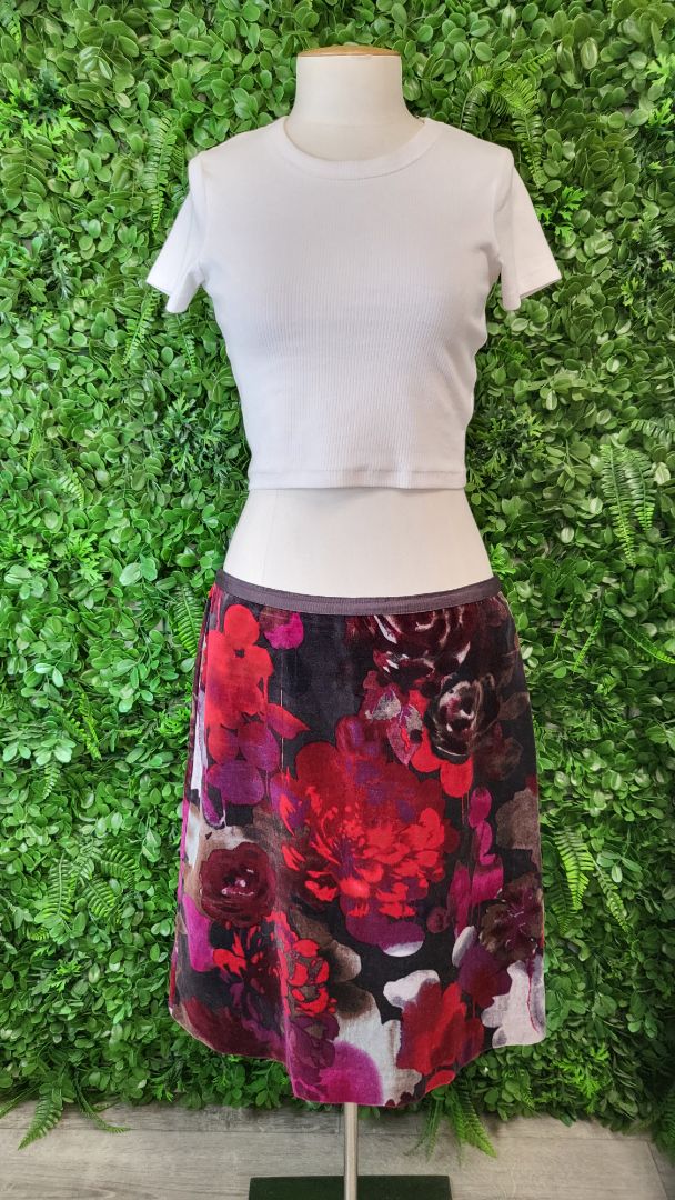 Monsoon Floral Velvet skirt (12-14)