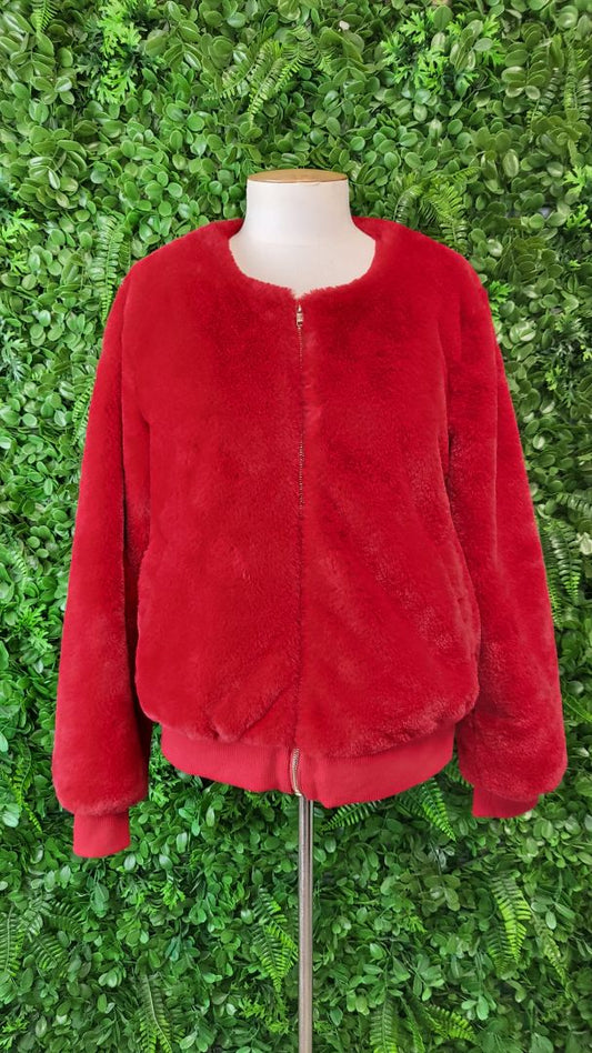 Charlo Red Fluffy Bomber (12)