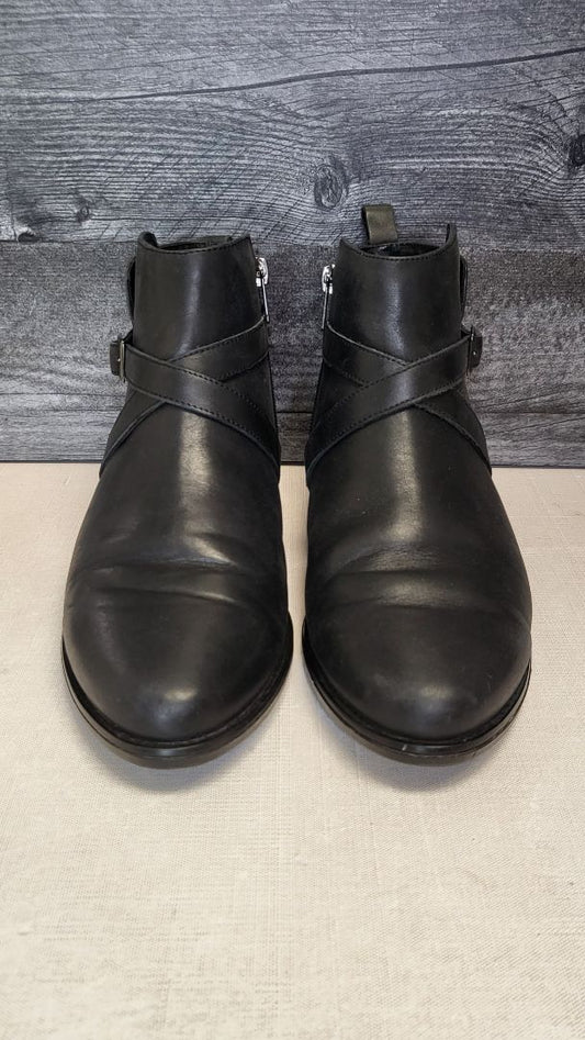 Ziera Black Leather Ankle Boot (39)