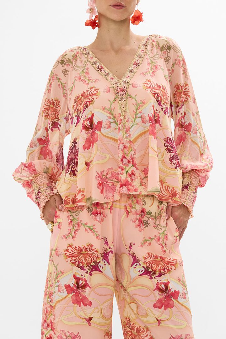 Camilla Floral Shirred Cuff Blouse BNWT (10)