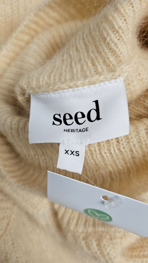 Seed Butter Roll Neck Mohair Blend Knit (8-10)