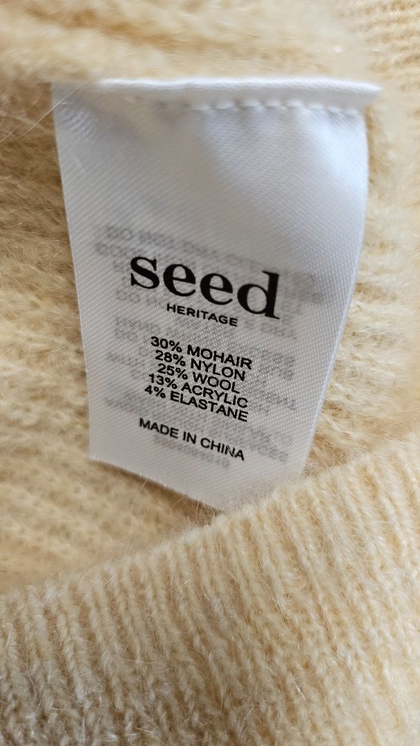 Seed Butter Roll Neck Mohair Blend Knit (8-10)