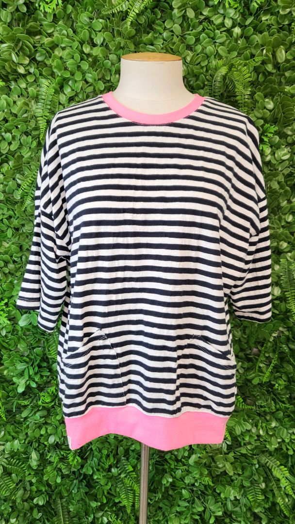 Elm Navy/White Stripe Top (8-10)