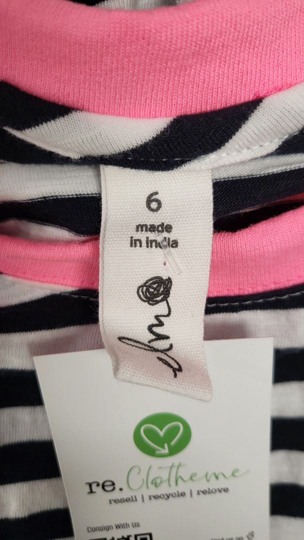 Elm Navy/White Stripe Top (8-10)