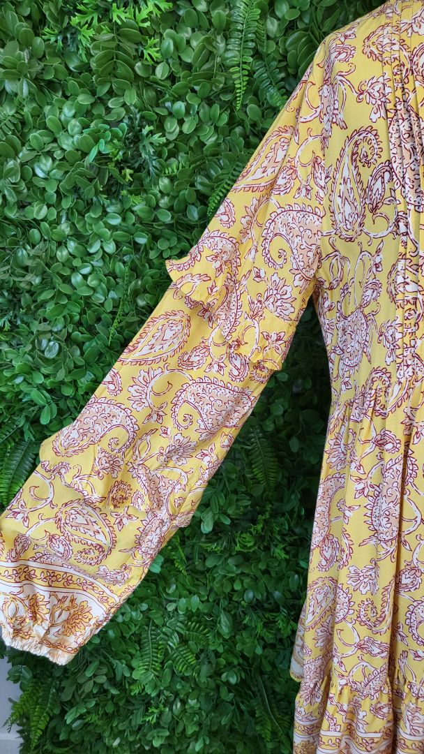 Jaase Yellow Frill Hem Dress (12)