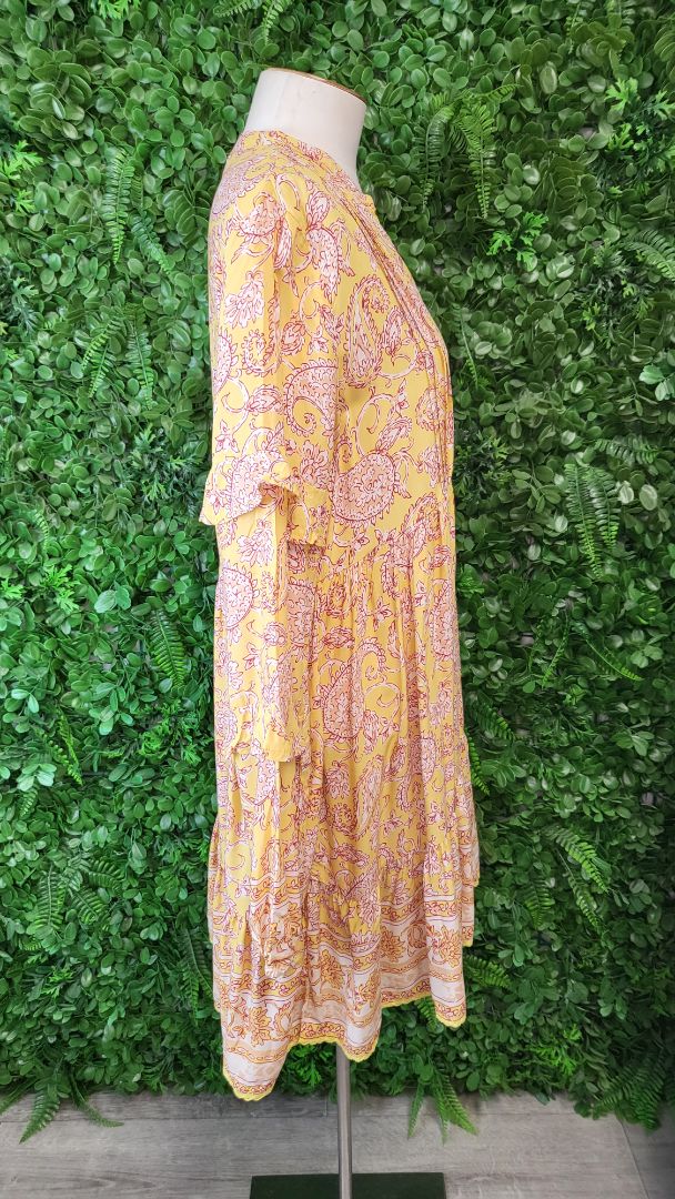 Jaase Yellow Frill Hem Dress (12)