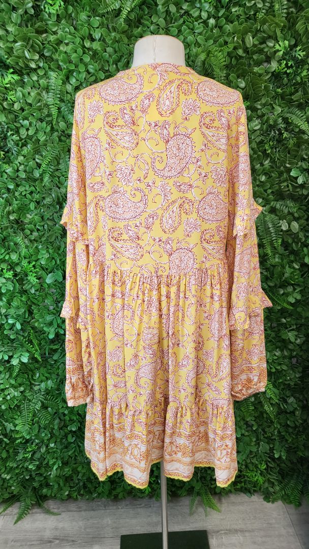 Jaase Yellow Frill Hem Dress (12)