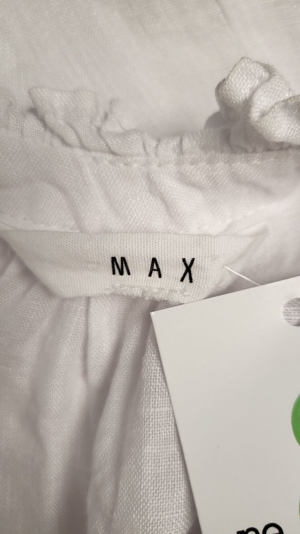 Max White Linen High Neck Blouse (8-10)