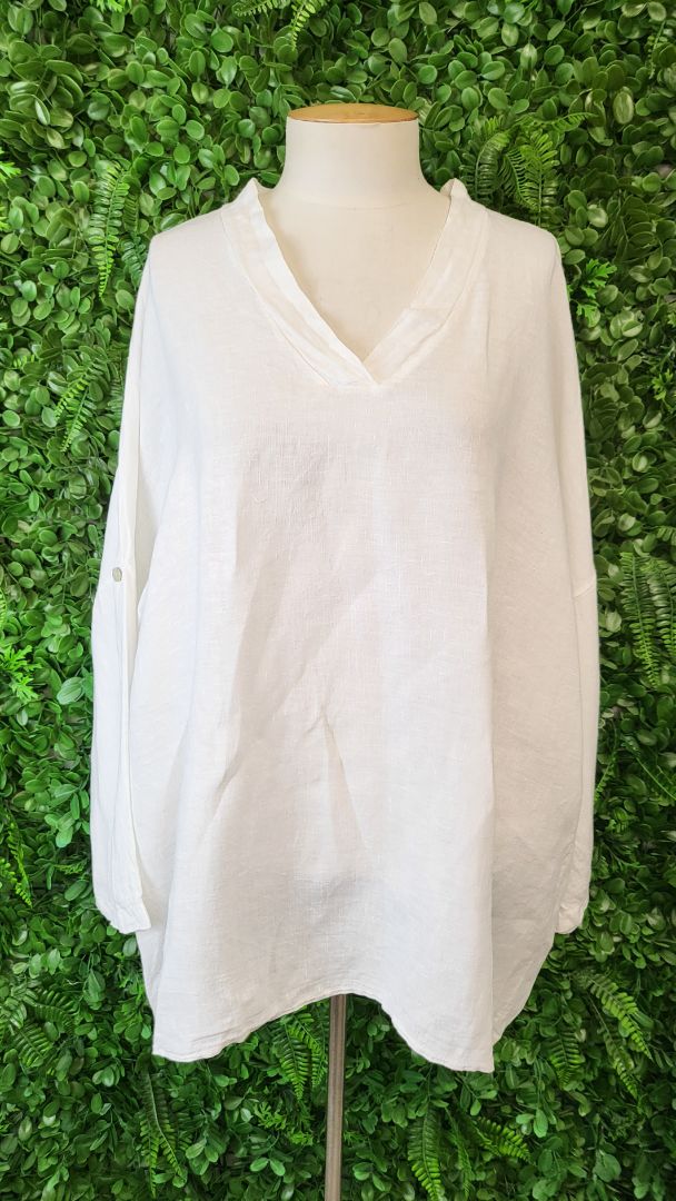 Viola Borghi White Linen Tunic Top (18)