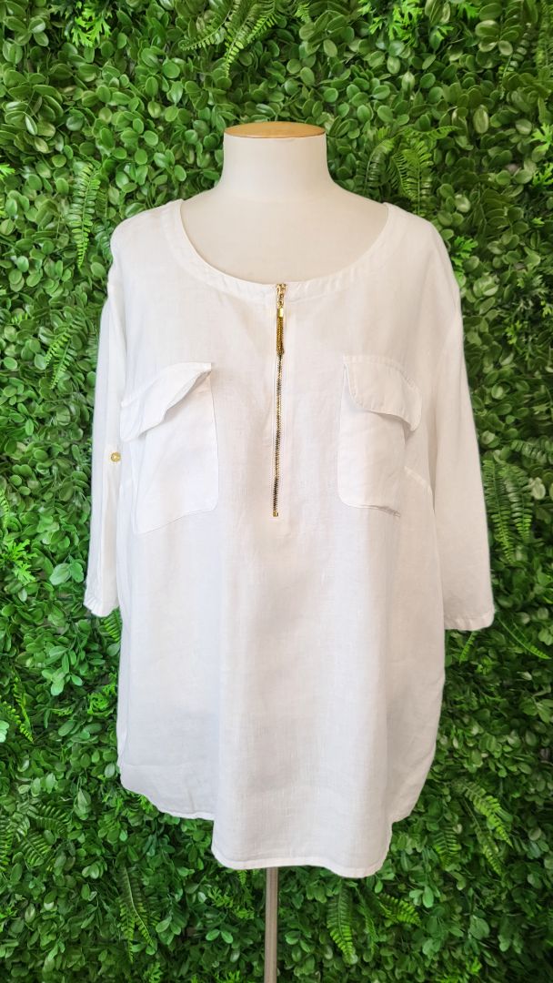 Ellen Tracy White Linen Top (18)