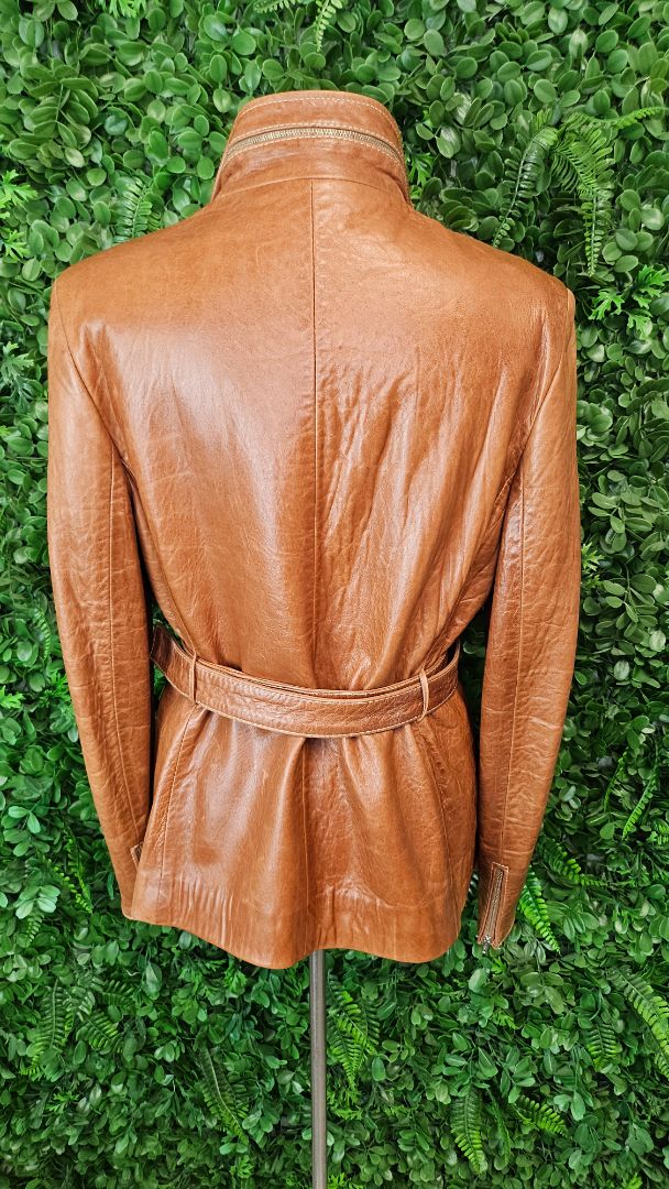 Unknown Tan Vintage Leather Jacket (10-12)