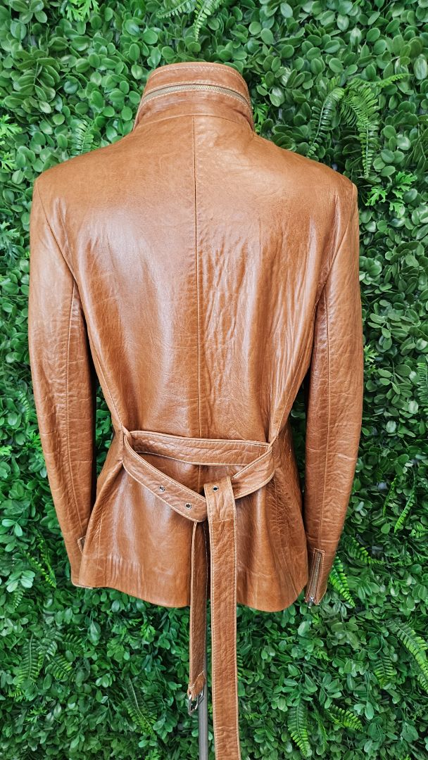 Unknown Tan Vintage Leather Jacket (10-12)