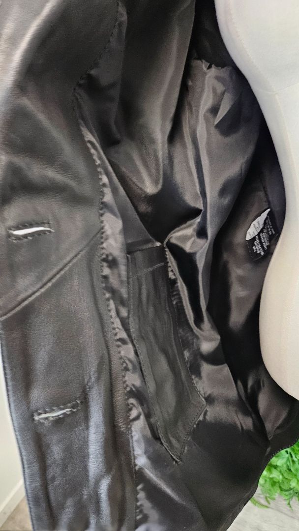 Real Leather Black Leather Blazer (14-16)