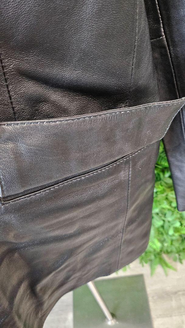 Real Leather Black Leather Blazer (14-16)