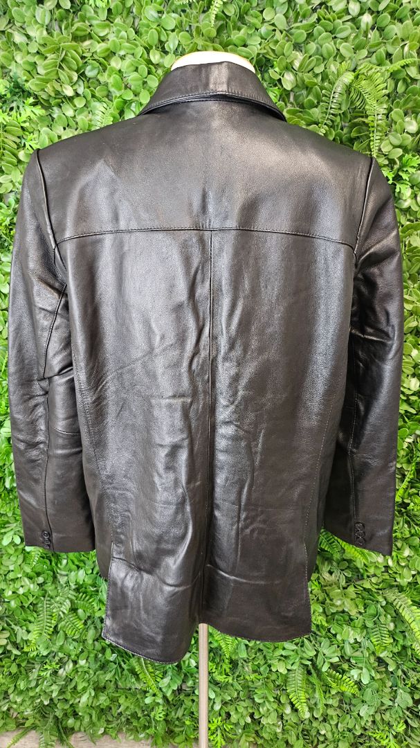 Real Leather Black Leather Blazer (14-16)