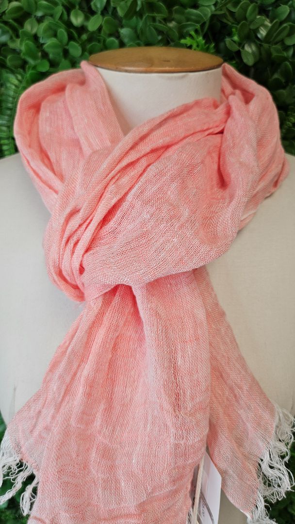 Isle of Mine Coral Linen Blend Scarf BNWT 60x180