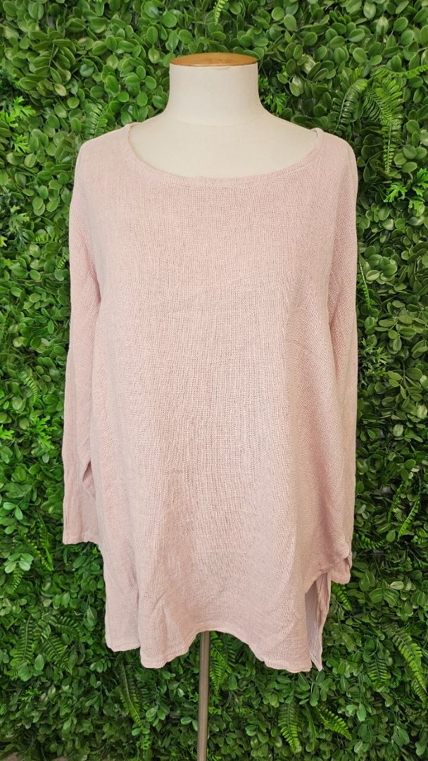 Imagine Italy Pink Linen Blend Top (16)