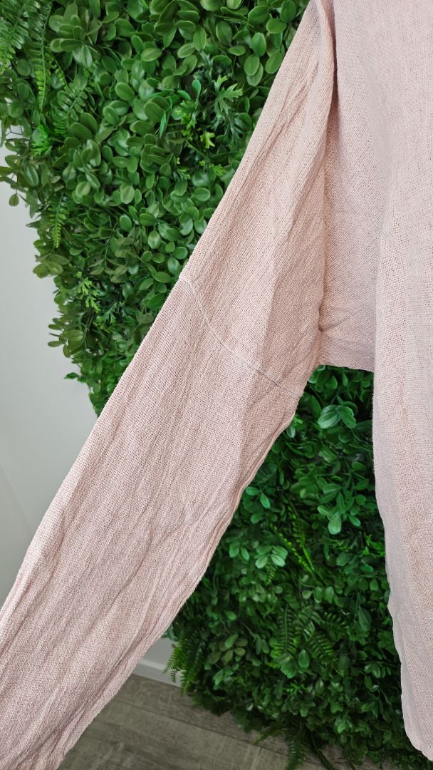 Imagine Italy Pink Linen Blend Top (16)