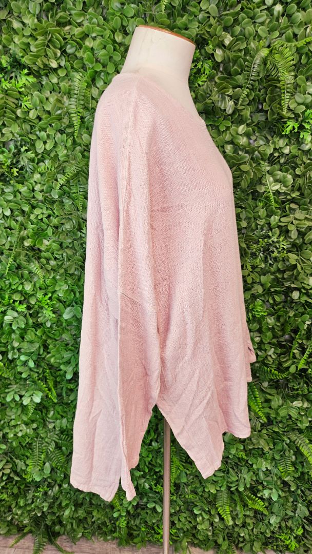 Imagine Italy Pink Linen Blend Top (16)