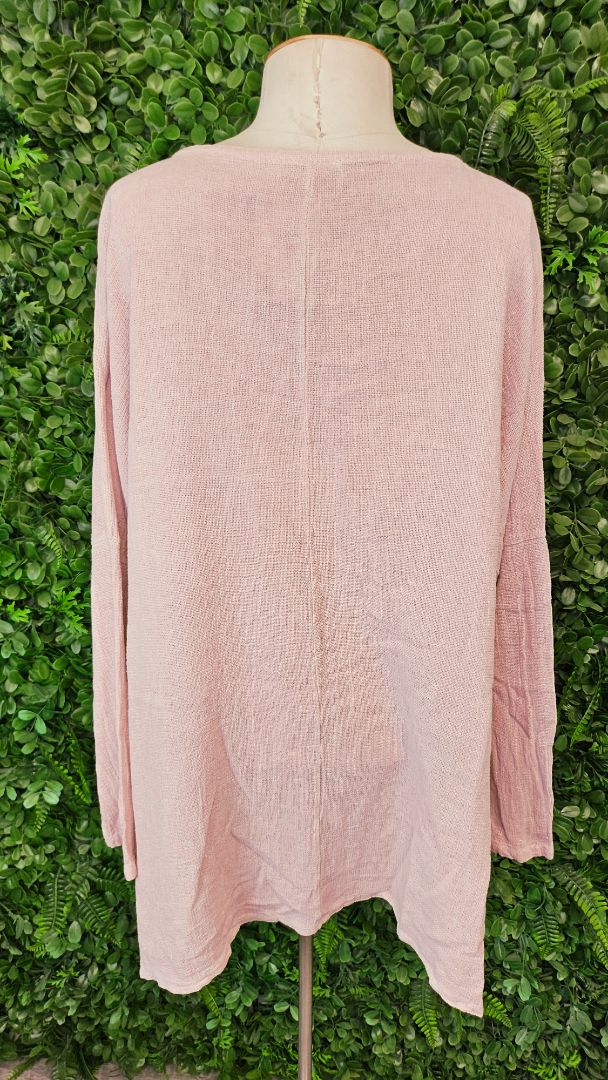 Imagine Italy Pink Linen Blend Top (16)