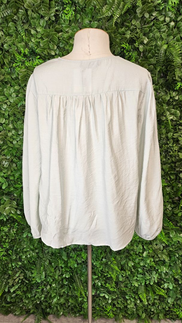 Drama The Label Pastel Mint Green Collarless Top BNWT (10)