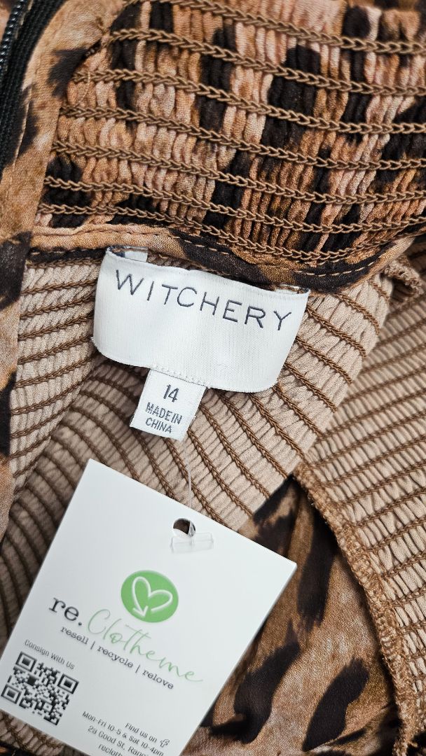 Witchery Animal Shirred Midi Dress (14)