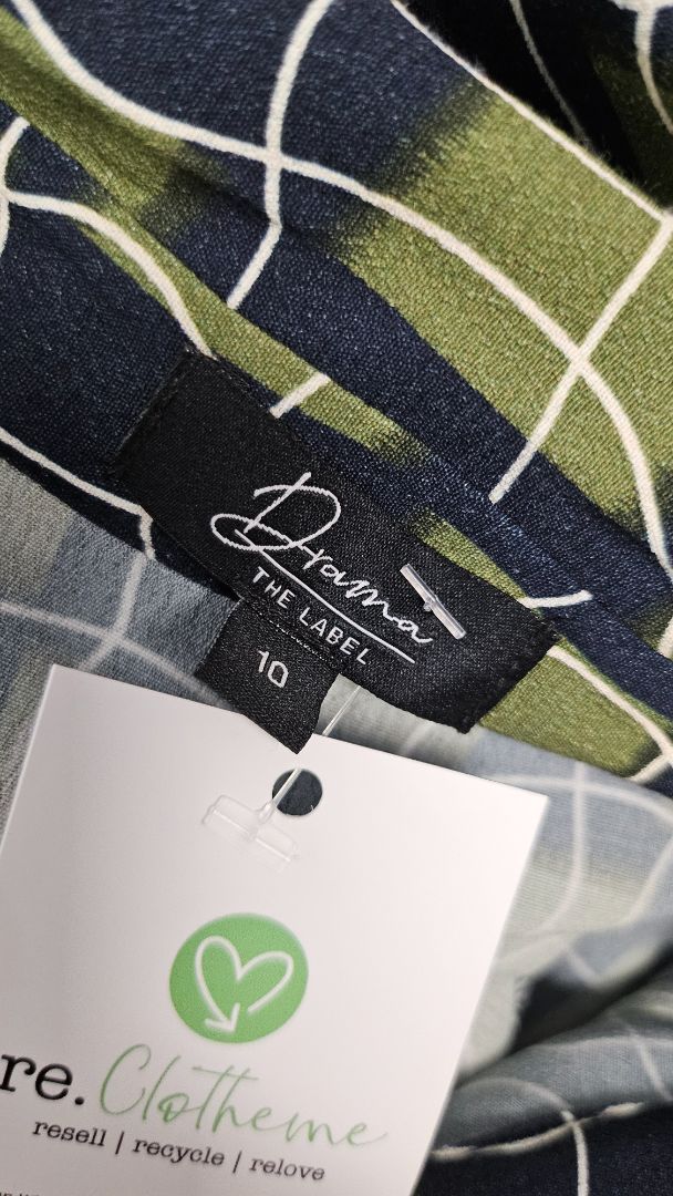 Drama The Label Navy/Green Maxi Dress (10)