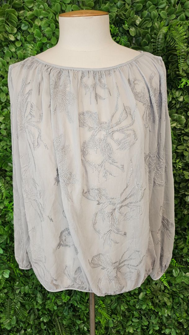 Drama The Label Grey/green Embroidered Top (10)