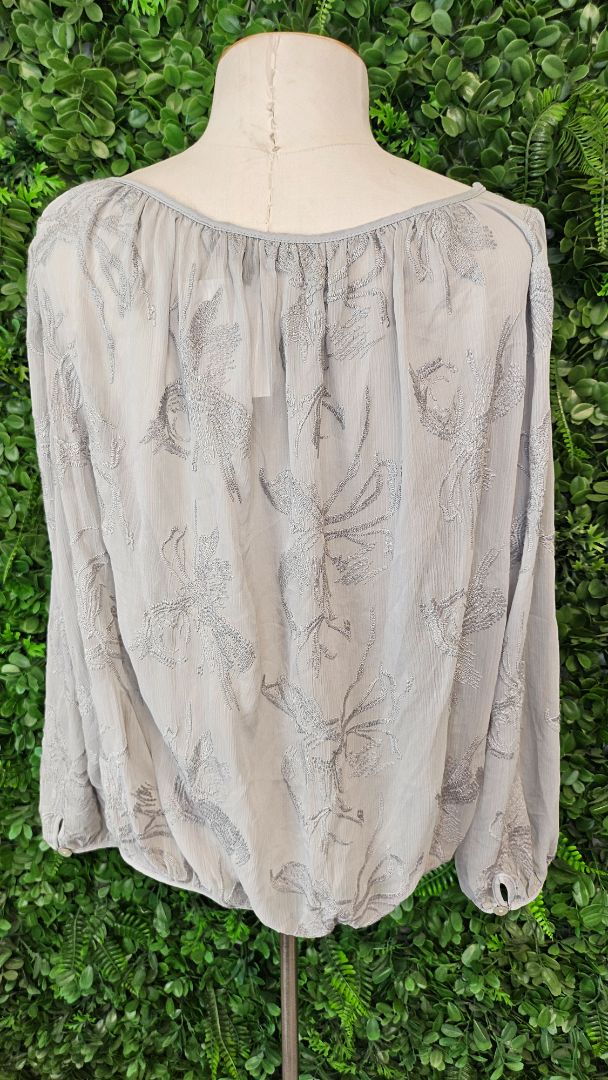 Drama The Label Grey/green Embroidered Top (10)
