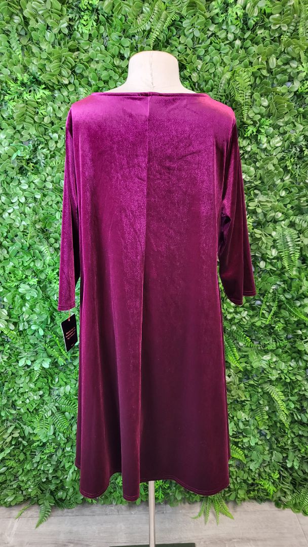Popsy Claret Velvet Swing Dress BNWT (18)