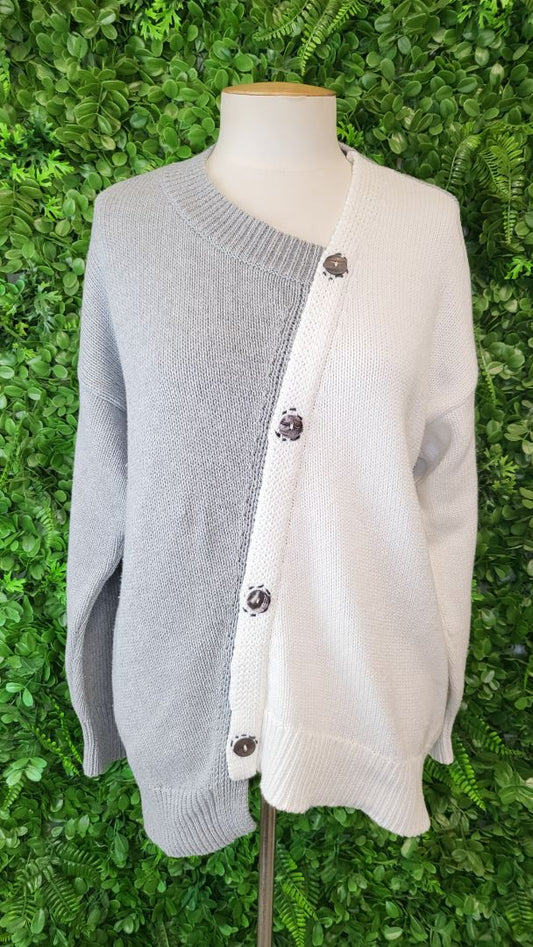 id+co Grey/White Cotton Contrast Jumper (12)