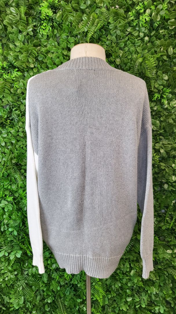 id+co Grey/White Cotton Contrast Jumper (12)