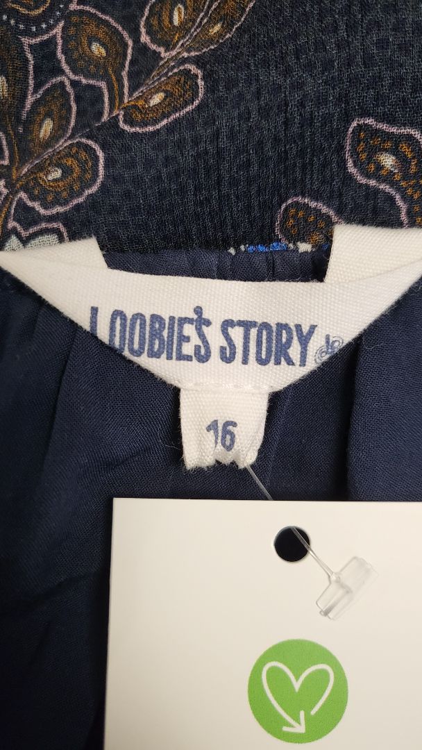 Loobies Story Print Ruffle Tier Dress (10-12)