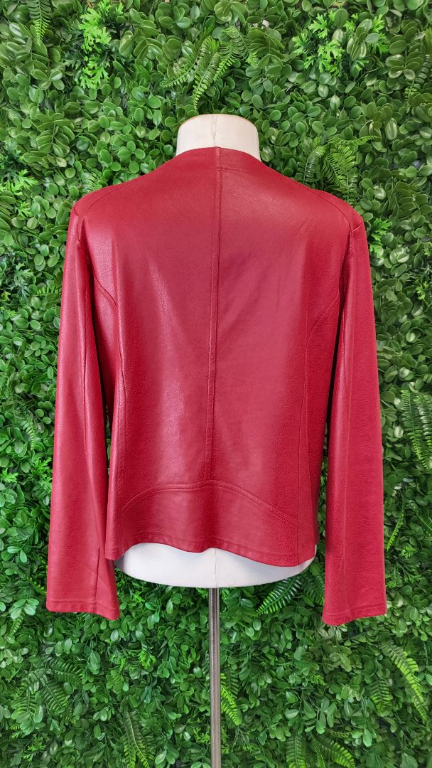 Unknown Cherry Red Pleather Biker Jacket (12)