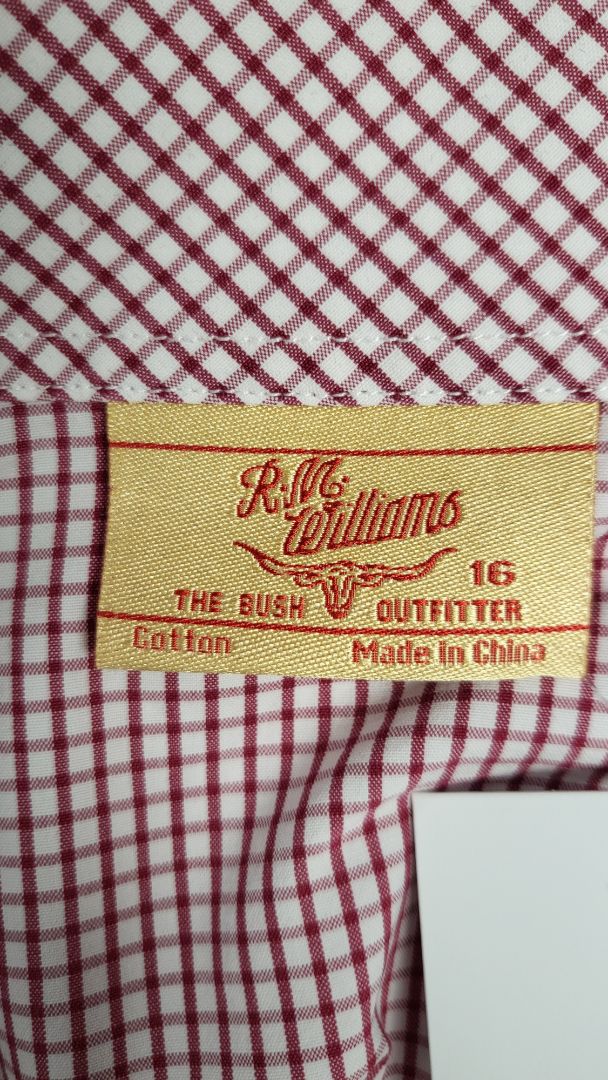RM Williams Red Check Fitted Shirt (14-16)