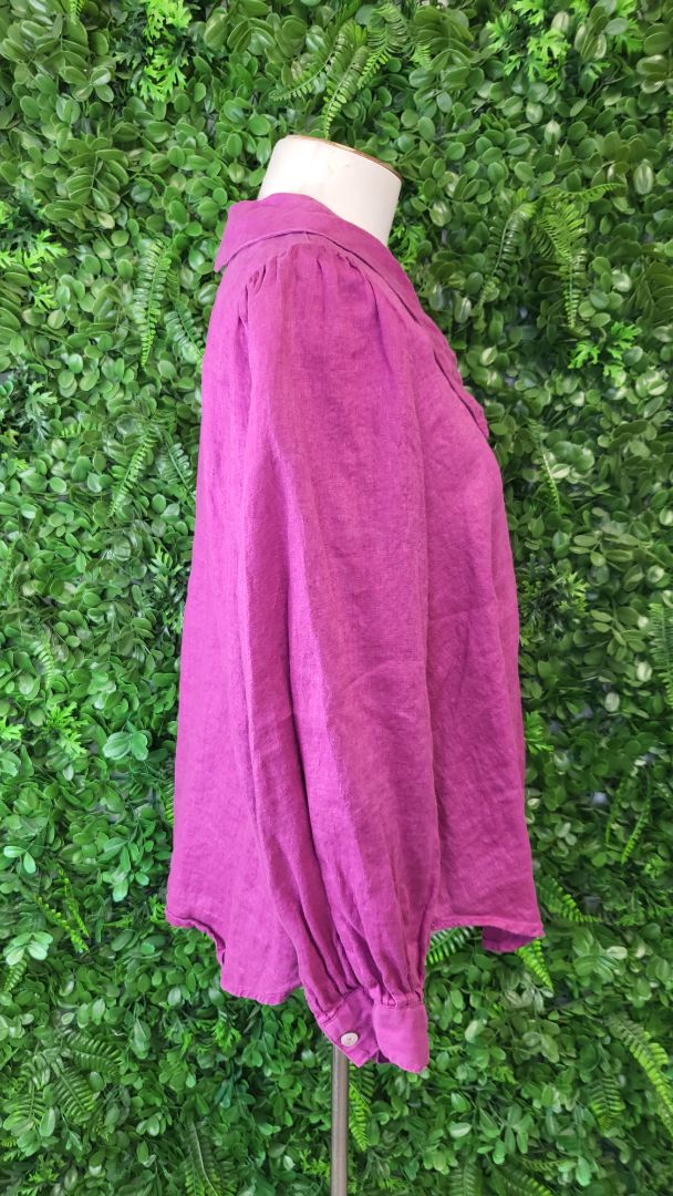 Eb & Ive Raspberry Linen Collared Top (10)