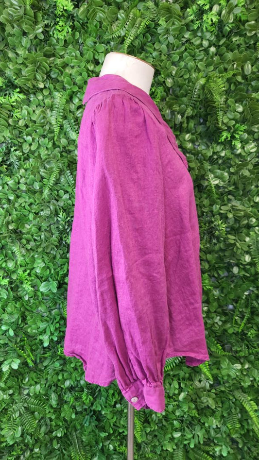 Eb & Ive Raspberry Linen Collared Top (10)