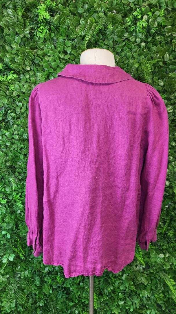 Eb & Ive Raspberry Linen Collared Top (10)