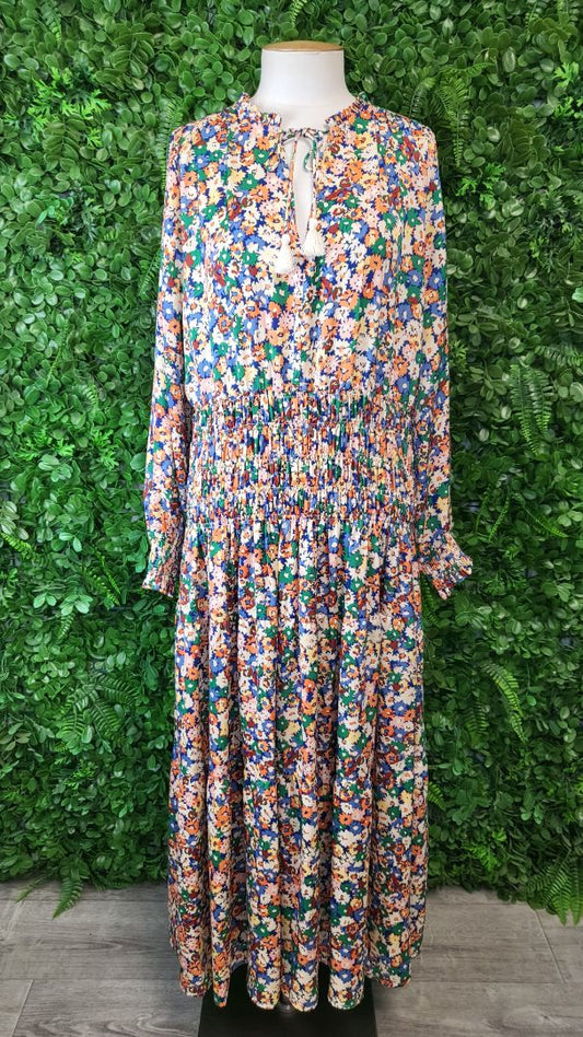 Isle of Mine Print Shirred Waist Dress (16)
