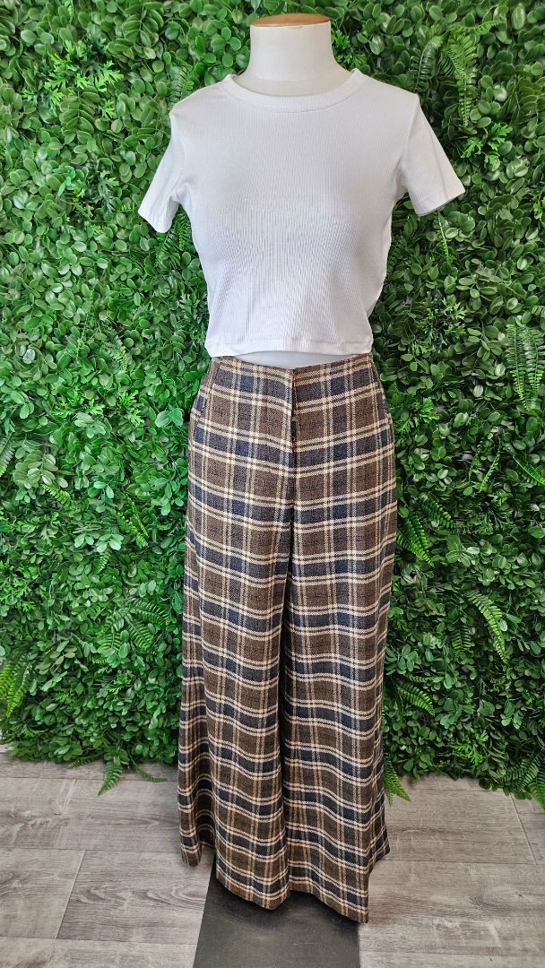Hannes Roether Check Wide Leg Pant (M)