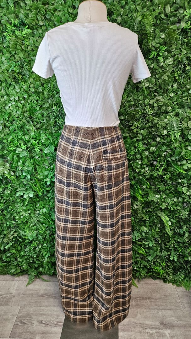 Hannes Roether Check Wide Leg Pant (M)