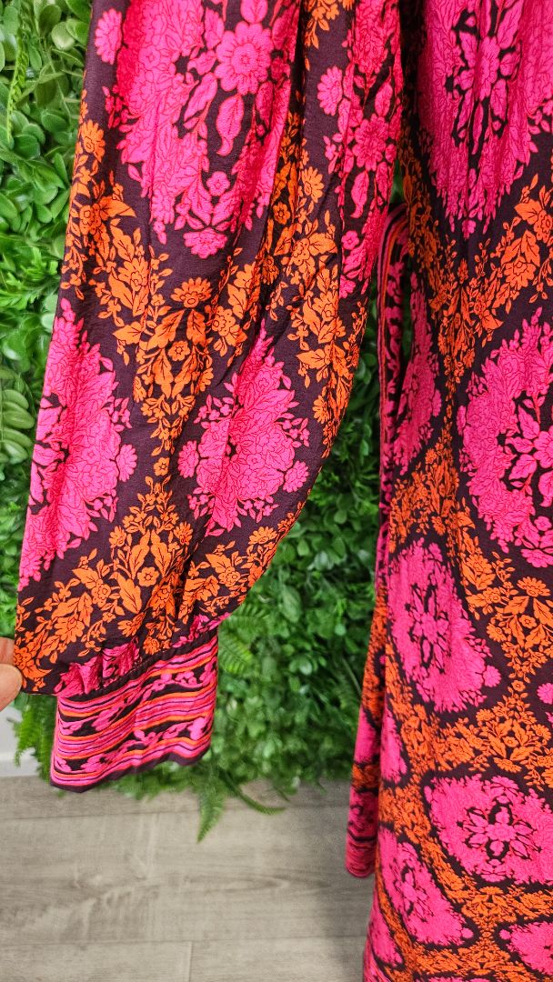 Unknown Pink/Orange Print Maxi Dress (16-18)