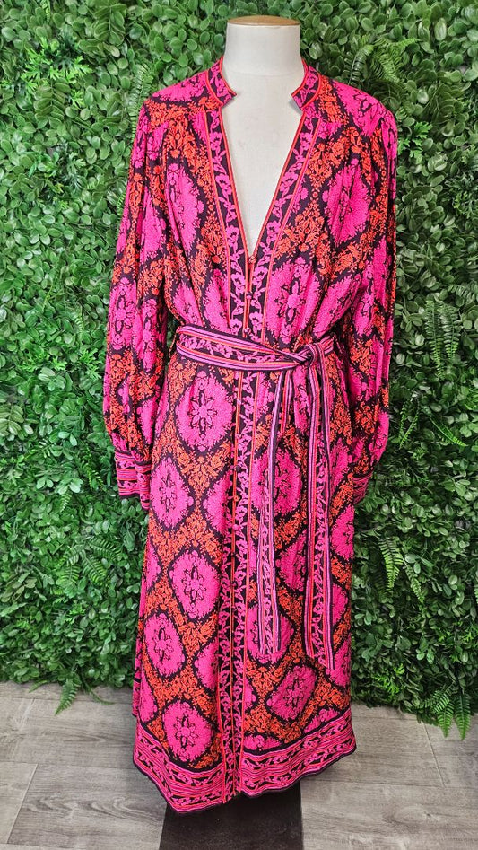 Unknown Pink/Orange Print Maxi Dress (16-18)