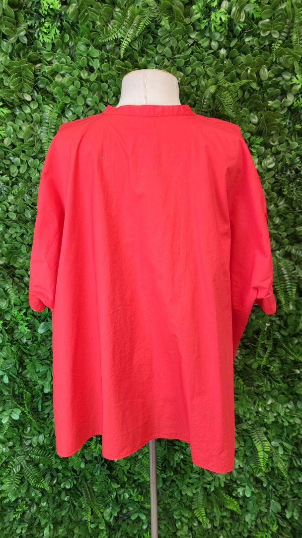 Cos Red Collarless Blouse (10)