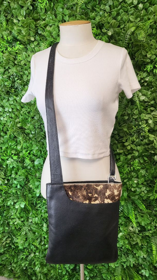 Max Black Leather Crossbody Bag
