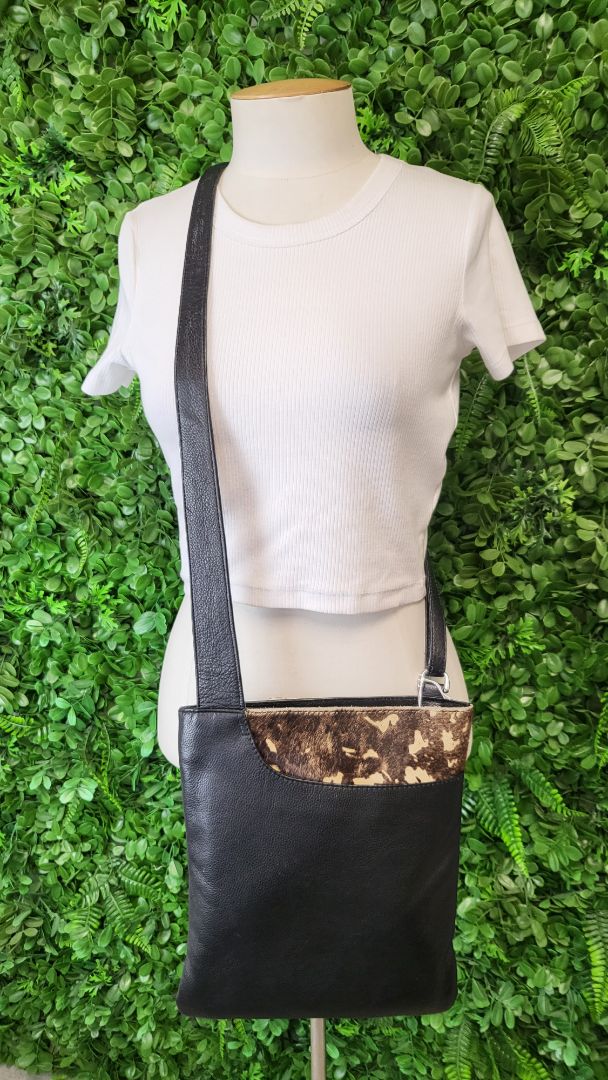 Max Black Leather Crossbody Bag