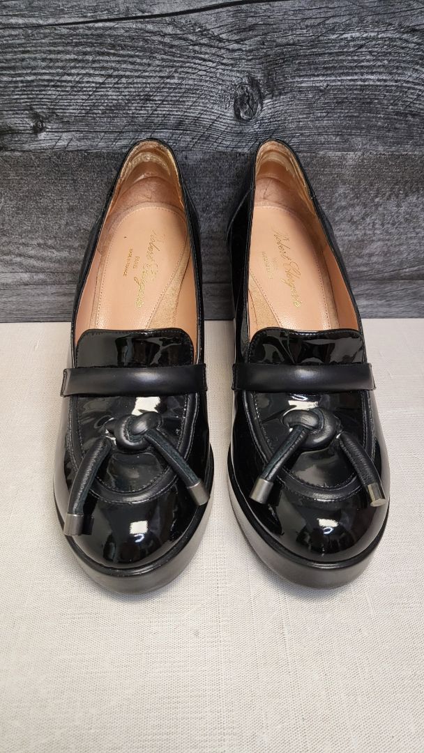 Robert Clergerie Black Patent Loafer Heel (39)