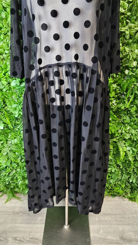Jellicoe Black Mesh Spot Dress (10-12)