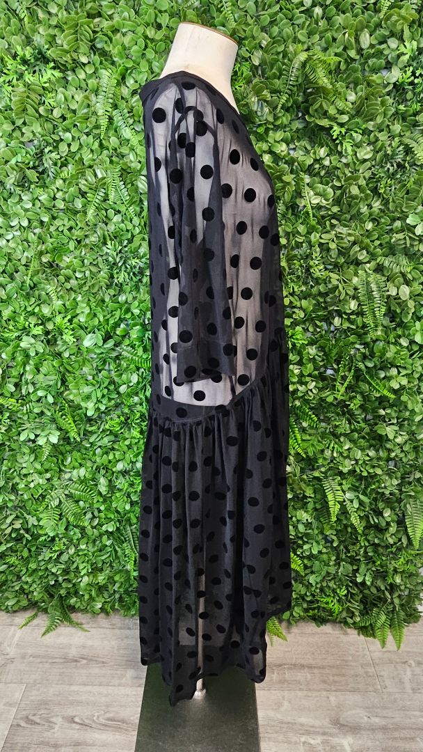 Jellicoe Black Mesh Spot Dress (10-12)