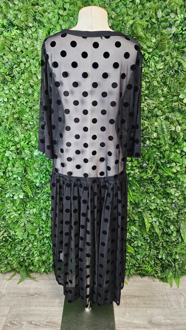 Jellicoe Black Mesh Spot Dress (10-12)